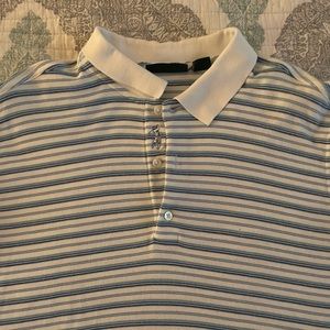 Bobby Jones Navy/Light Blue/ Green striped golf shirt, size L